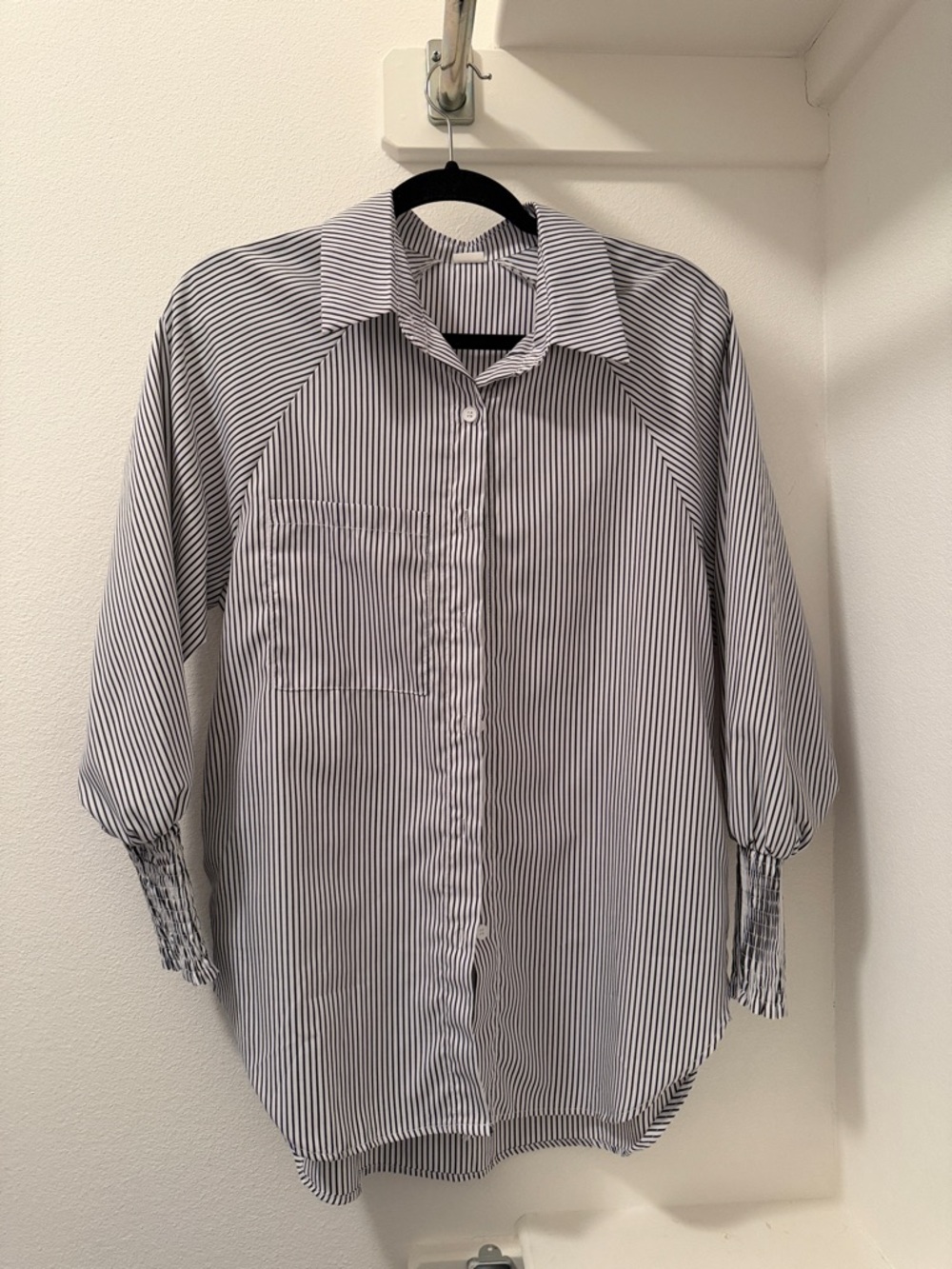 Striped Button-Down Women’s Shirt in White and Black